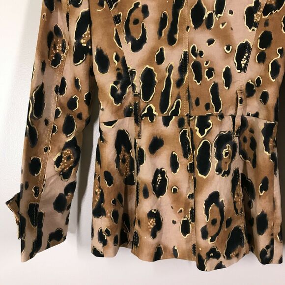 Cache Tan Metallic Leopard Print Trench Coat - Picture 9 of 9